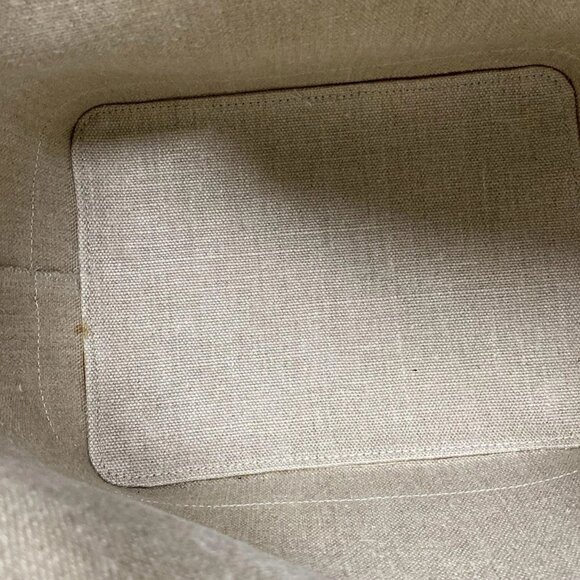 Auth SAINT LAURENT PARIS Teddy 551595 Cream Black Linen Canvas Leather Tote Bag - Picture 13 of 16